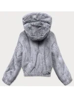 Krátka šedá dámska kožušinová bunda (B8050-9)
