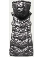 Lesklá šedá vesta s kapucňou (B8025-70)