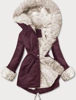 Bordová parka s kožušinovou podšívkou (5M763-1)