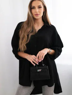 Bavlnená mušelínová košeľa čierna