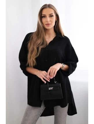 Bavlnená mušelínová košeľa čierna