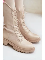 Wsuwane Kozaki Ze Skarpetkową Cholewką Beżowe Iranel