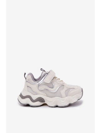 Sneakersy Dziecięce Na Grubej Podeszwie Białe Lianees