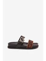 Dámské pantofle se zlatým sponou Černé Fiorisse