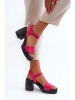 Zazoo 40386 Damskie Skórzane Sandały Na Klocku Fuksja Zazoo 40386 Damskie Skórzane Sandały Na Klocku Fuksja