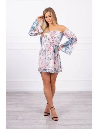 Spangled kvetinové šaty púdrovo ružové