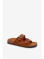 Klapki Damskie Ze Złotymi Klamrami I Przeszyciami Camel Lunera