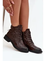 Botki Damskie Z Naturalnej Skóry Ocieplane Artiker 57C1005 Czekoladowe