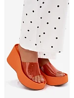 Dámské nazouváky na platformě s průhledným páskem Oranžové Zolretia