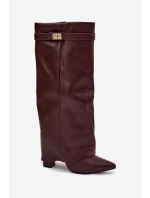 Dámske čižmy na podpätku LQ-69 Burgundy - Stephan Paris