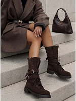 Dámske šnurovacie semišové členkové topánky v štýle „worker“, hnedé, FashionStreet ZY1473 Dámske šnurovacie semišové členkové topánky v štýle „worker“, hnedé, FashionStreet ZY1473