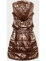 Lesklá vesta s kapucňou v karamelovej farbe (B8131-14) Lesklá vesta s kapucňou v karamelovej farbe (B8131-14)