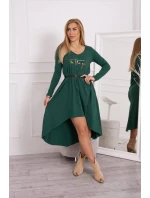 Šaty s ozdobným pásikom a nápisom tmavo zelené