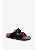 Zamszowe Klapki Damskie Z Klamrami Big Star RR274A390 Czarne