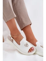 Skórzane Sandały Damskie Z Ozdobą Vinceza 66757 Białe