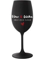 VÍNO A LÁSKA: OBOJÍ ZRAJE ČASEM - černá sklenice na víno 350 ml