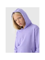 Dievčenská mikina bez prúžkov s kapucňou 4F Junior 4FJWMM00TSWSF1316-32S