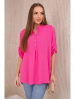 Blúzka s predĺženým zadným dielom ružová