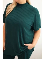 Dámsky 3-dielny set Plus Size tmavo zelená