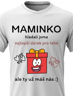 Dámské bavlněné tričko s potiskem - NEJLEPŠÍ DÁREK PRO MAMINKU - bílé 
