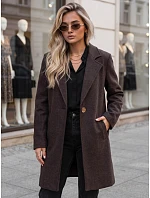 Dámsky klasický jednořadový kabát v čokoládovej farbe FashionStreet NY0814 Dámsky klasický jednořadový kabát v čokoládovej farbe FashionStreet NY0814