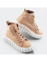 Béžové šnurovacie topánky (XA060)