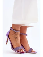 Damskie Sandały Na Szpilce Z Dżetami Fioletowe Perfecto