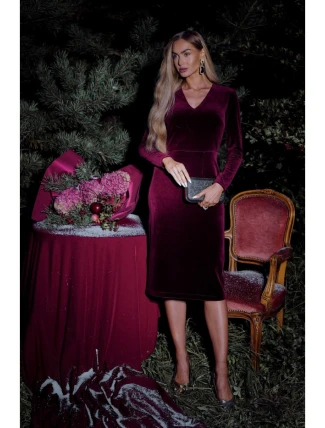 M889 Zamatové bodycon šaty - bordové M889 Zamatové bodycon šaty - bordové