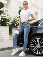 Dámske džínsy mom fit s odretou modrou FashionStreet UY2862