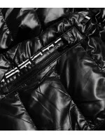 Čierna dámska bunda s vzorovanou podšívkou (W718) Čierna dámska bunda s vzorovanou podšívkou (W718)