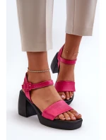Zazoo 40386 Damskie Skórzane Sandały Na Klocku Fuksja Zazoo 40386 Damskie Skórzane Sandały Na Klocku Fuksja
