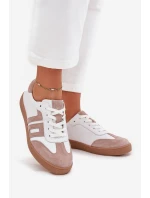 Skórzane Sneakersy Damskie Vinceza 79557 Biało-Beżowe