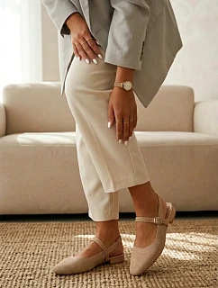 Materiálové Dámské Baleríny S Páskem Selrene