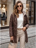 Dámska prešívaná prechodová bunda s kapucňou, hnedá, FashionStreet TY5769 Dámska prešívaná prechodová bunda s kapucňou, hnedá, FashionStreet TY5769