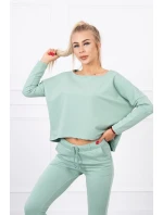 Súprava s oversize blúzkou tmavo mätovej farby Súprava s oversize blúzkou tmavo mätovej farby