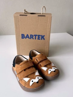 Kožené polobotky Barefoot dětské s motivem lišky Bartek 8600563 světle hnědé