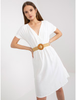 Ležérne biele šaty s pleteným opaskom RUE PARIS