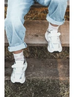 Dziecięce Buty Sportowe Sneakersy Na Rzep Biało-Czarne Ephona