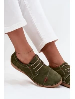 Skórzane Półbuty Damskie Z Przeszyciami Artiker 57C2112 Zielone