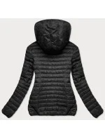 Čierna prešívaná dámska bunda s kapucňou (2021-09)