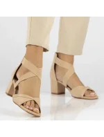 Dámske sandále na podpätku PAW539B / DS6262 Beige- Filippo Dámske sandále na podpätku PAW539B / DS6262 Beige- Filippo