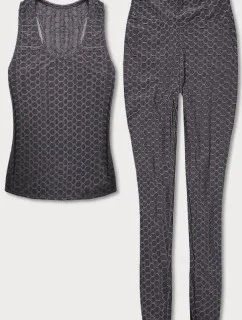 Dámsky športový set - top a legíny YW88037-2 Tmavo šedá - J.STYLE