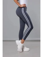 Dámske bavlnené legíny v grafitovej farbe s lampasmi (YW06038) Dámske bavlnené legíny v grafitovej farbe s lampasmi (YW06038)