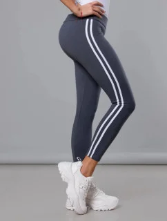 Dámske bavlnené legíny v grafitovej farbe s lampasmi (YW06038)