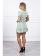 Šaty s viazaným výstrihom do V tmavo mätové
