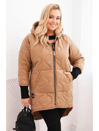 Dámske Plus veľkosť zimná bunda prešívaná s kapucňou Camel