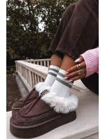 Śniegowce Damskie Z Futerkiem Na Platformie Czekoladowe Rosmira