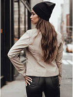 Dámska kožená bunda na prechodné obdobie TY4744, béžová – FashionStreet Dámska kožená bunda na prechodné obdobie TY4744, béžová – FashionStreet