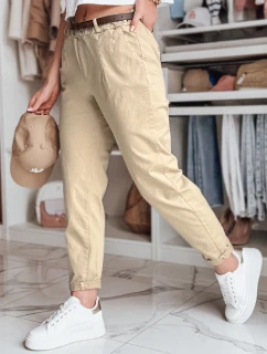 Dámske nohavice chinos s opaskom RELCIX tmavo béžové FashionStreet UY2580