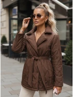 Dámska prechodná bunda s prúžkom hnedá FashionStreet TY5586